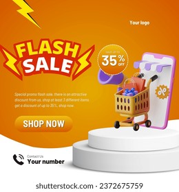 Diseño de ventas flash con fondo naranja 