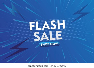 Flash sale with flash design and sho now with blue background