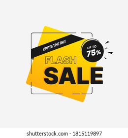 Flash Sale design template banner shape discount advertising for mega sale special offer. Vector illustration