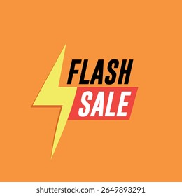 Vector de diseño de venta flash aislado sobre fondo naranja	
