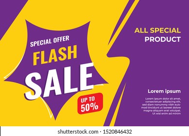 Flash sale discount banner, modern template special offer promotion  - vector - illustration