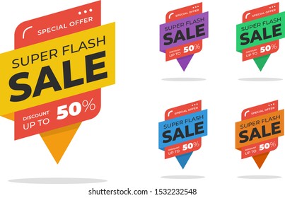 flash sale discount banner set