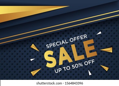 Flash sale discount banner template promotion. luxurious dark background .