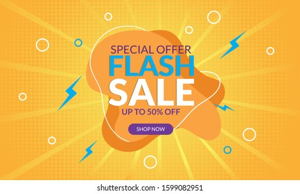 Flash sale discount banner template promotion,Vector Illustration