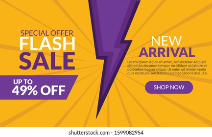 Flash sale discount banner template promotion, vector Illustration