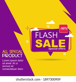Flash sale discount banner template promotion.vector design