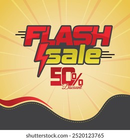 Arte del Clip del Vector del Anuncio del descuento de la venta flash para los medios sociales 