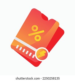 Icono de gradiente de descuento por venta flash. Promoción, venta al por menor, objeto de marketing. vector de etiqueta comercial