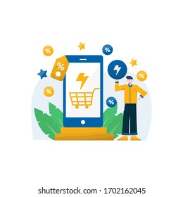 Flash sale discount promo and purchase bonus vector illustration. Suitable for landing page, ui, website, mobile app, editorial, poster, flyer, article, and banner