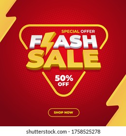Flash sale discount square banner template promotion