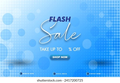 flash sale discount template banner with copy space for product sale with abstract gradient blue and white background design 6