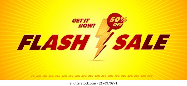 Diseño de banner de fondo vectorial de descuento por Flash. etiqueta
