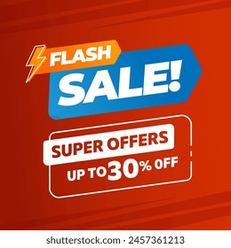 Flash sale discount web banner promotion. Design template in square format.