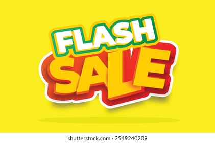Flash Sale. Flash Venda Editável 3D Voando Texto Isolado Em Fundo Sólido. Mega Venda. Super Oferta. 