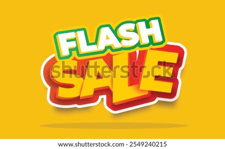 Flash Sale. Flash Sale Editable 3D Flying Text Isolated On Solid Background. Mega Sale. Super Offer. 