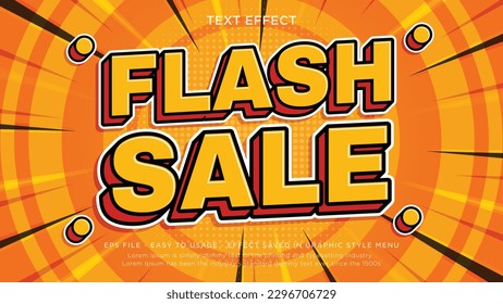 Efecto de texto editable de venta flash con estilo de comedia de arte pop 3d