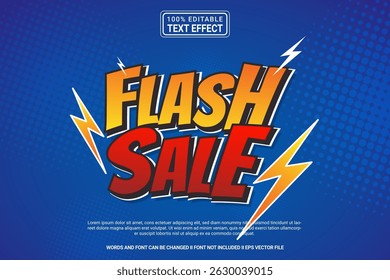 Flash Sale Editable Text Effect Vector Design – Playful and Modern Typography Cartoon Style for Poster, Branding, Social Media