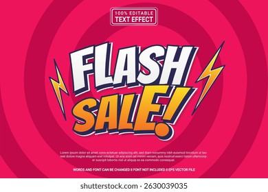 Flash Sale Editable Text Effect Vector Design – Playful and Modern Typography Cartoon Style for Poster, Branding, Social Media