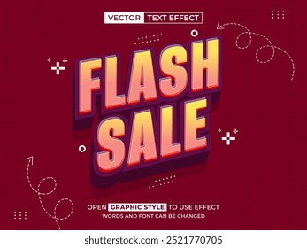 texto editável de venda flash, efeito de fonte, texto 3d para título