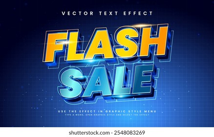 Efecto de texto de Vector editable de venta flash, adecuado para necesidades de productos de promoción o marketing.