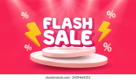 Flash-Sale-Event, großes Sale-Angebot, Poster-Label. Vektorgrafik