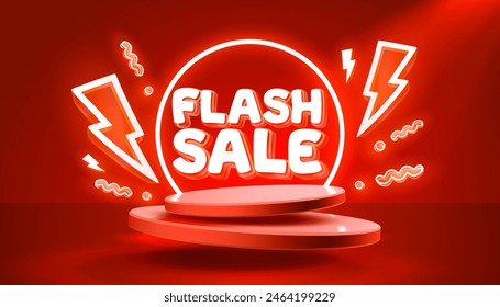 Evento de venta flash, gran oferta de venta, etiqueta del cartel. Ilustración vectorial