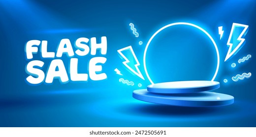 Flash sale event, big sale offer, poster label. Vector illustration