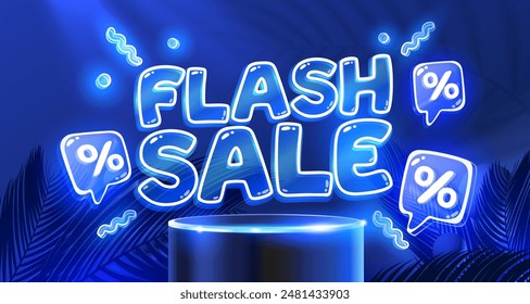 Flash-Sale-Event, großes Sale-Angebot, Poster-Label. Vektorillustration