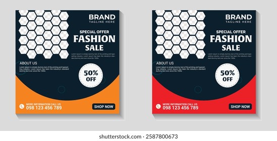 Flash Sale Fashion Post, Social Media post banner for fashion post, Branding, Promotion, Presentation, Advertising, Fashion, Modern fashion social media post design