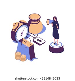 Diseño vectorial de ilustración isométrica de estilo plano de venta en flash