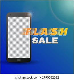 Flash sale frame in mobile phone,  Banner template for social media