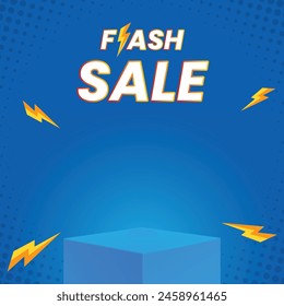 Venta Flash con fondo degradado, Venta Flash post Plantilla. Mnemotécnico de venta flash. Anuncio de promoción de Vector creativo de venta flash con fondo azul.