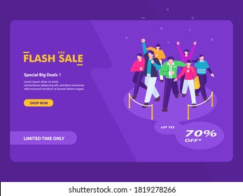 flash sale and grand opening concept illustration for web banner