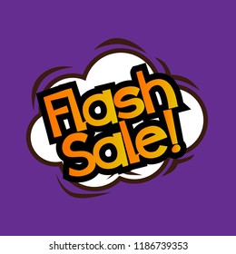 flash sale, greeting card background or banner with cloud comic theme. design illustration