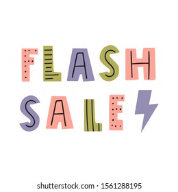 Flash sale. Hand drawn vector illustration on white background.