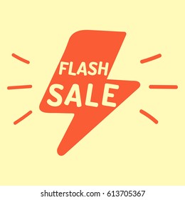Flash sale. Hand drawn vector icon illustration on yellow background.