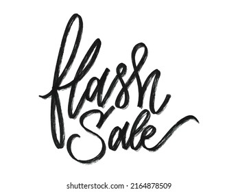 Flash sale. Hand written lettering isolated on white background.Vector template for poster, social network, banner, cards.