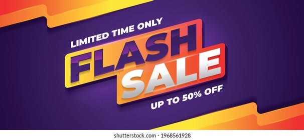Flash sale horizontal banner background, vector design template for promotional events