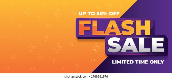 Flash sale horizontal banner background, vector design template for promotional events