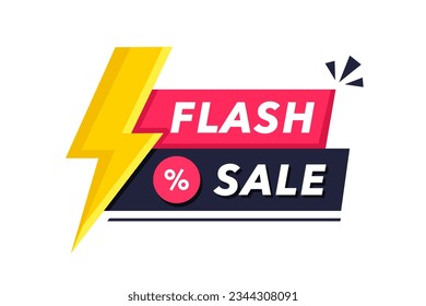 Flash sale icon. Flash sale banner template design for web or social media. Big sale special offer. End of season special offer banner. Vector illustration