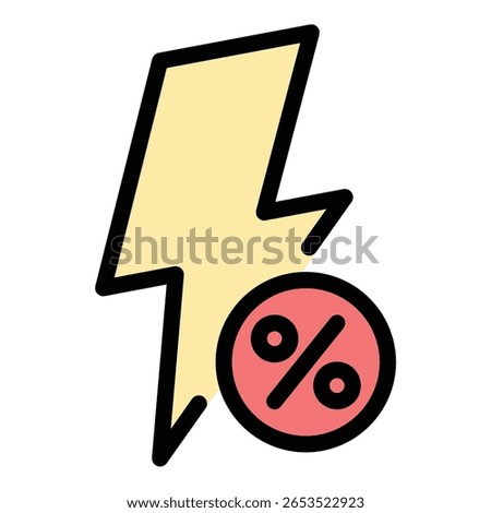 Flash sale icon flat line style illustration representing limited-time discounts and promotional offers, suitable for e-commerce platforms, retail marketing, and online shopping campaigns