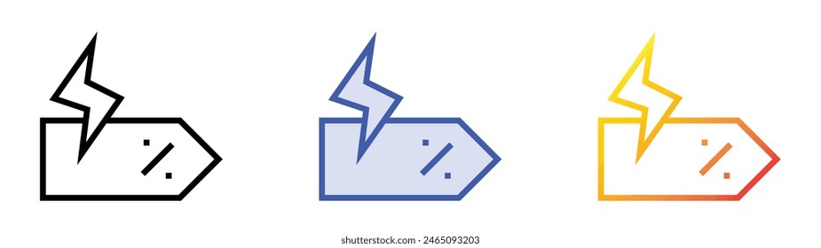 flash sale icon. Linear, Blue Fill and Gradient Style Design Isolated On White Background