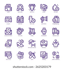 Flash Sale Icon pack for your website, mobile, presentation, and logo design. Flash Sale Icon line basic color design. Vector graphics illustration and editable stroke.