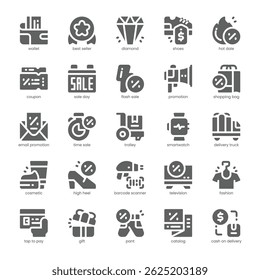 Flash Sale Icon pack for your website, mobile, presentation, and logo design. Flash Sale Icon solid design. Vector graphics illustration and editable stroke.