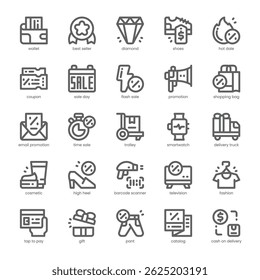 Flash Sale Icon pack for your website, mobile, presentation, and logo design. Flash Sale Icon outline design. Vector graphics illustration and editable stroke.