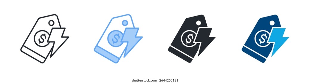 Flash Sale Icon Set Multiple Style. Design In Outline, Blue, Glyph, Dual Tone