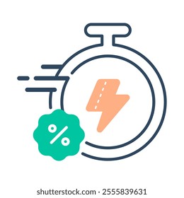 Flash sale icon. flash sale, special offer, offer, discount, event, coupon, promo, sale, campaign, shopping. Vector icon illustration