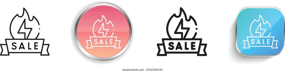 flash sale icon. Thin Linear, Regular and Button Style Design Isolated On White Background