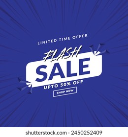 flash sale illustration abstract design blue background upto 50% off limited time offer element

