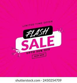 flash sale illustration abstract design pink background upto 50% off limited time offer element

